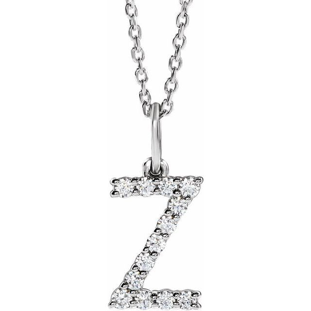 14K 1/5 CTW Lab-Grown Diamond Initial Z 16-18&quot; Necklace