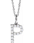 14K  1/5 CTW Lab-Grown Diamond Initial P 16-18" Necklace
