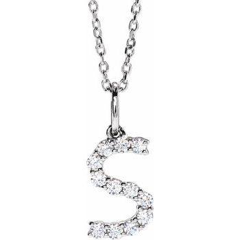 14K 1/5 CTW Lab-Grown Diamond Initial S 16-18&quot; Necklace