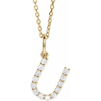 14K 1/5 CTW Lab-Grown Diamond Initial U 16-18" Necklace