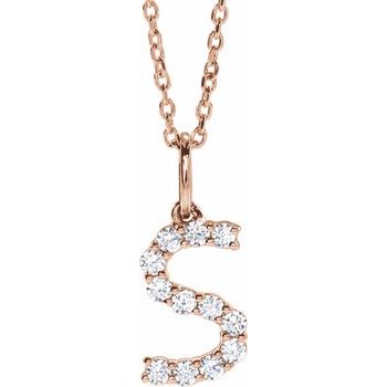 14K 1/5 CTW Lab-Grown Diamond Initial S 16-18" Necklace