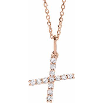 14K 1/5 CTW Lab-Grown Diamond Initial X 16-18&quot; Necklace