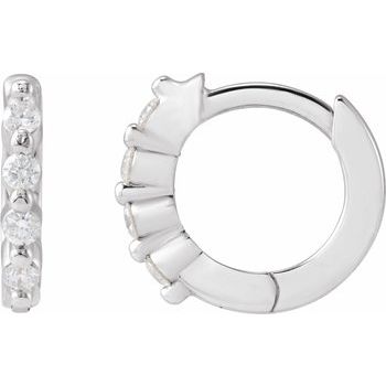 14K 1/10 CTW Natural Diamond 10.74 mm Hinged Hoop Earrings