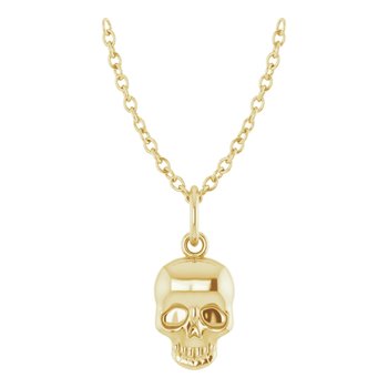 Halloween 14K Skull 16-18&quot; Necklace