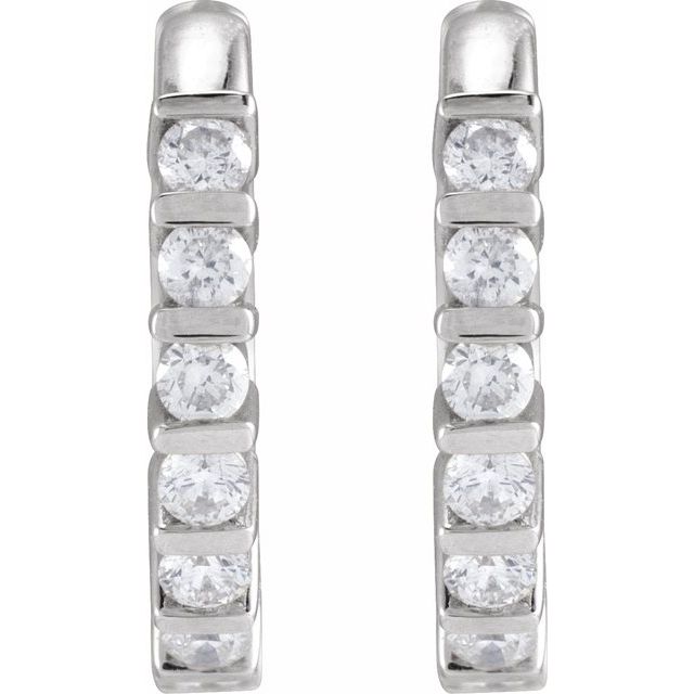 14K 1/5 CTW Natural Diamond 12.7 mm Hinged Hoop Earrings