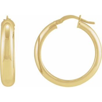 14K Half-Round Tube 30 mm Hoop Earrings