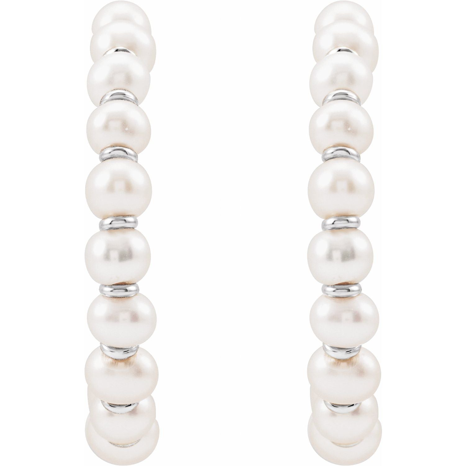 14K Cultured White Freshwater Pearl 30.3 mm Hoop Earrings