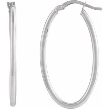 14K Elongated Oval Tube 34.3 mm Hoop Earrings