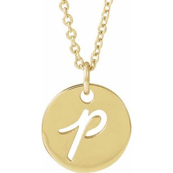 14K  Script Initial P 16-18" Necklace