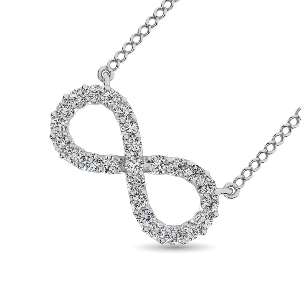 1/2 Carat Diamond Infinity Pendant Necklace 10k White Gold - Balacia