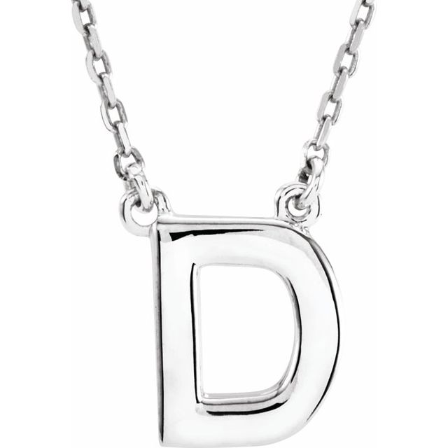 14K Block Initial D 16" Necklace