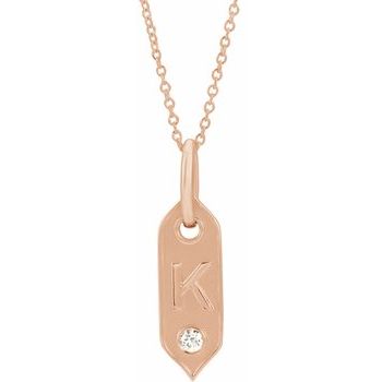 14K .05 CT Natural Diamond Initial K 16 - 18&quot; Necklace - Balacia