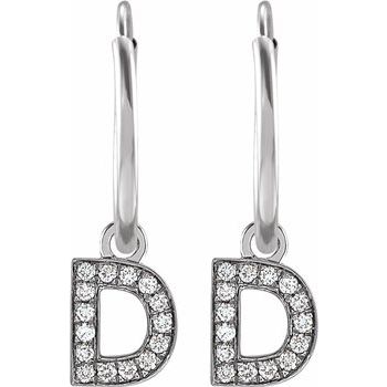 14K .05 CTW Natural Diamond Single Initial D Hoop Earring - Balacia