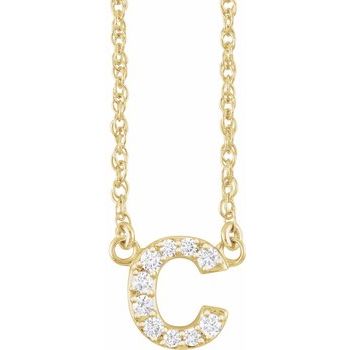 14K .07 CTW Natural Diamond Lowercase Initial C 16" Necklace - Balacia