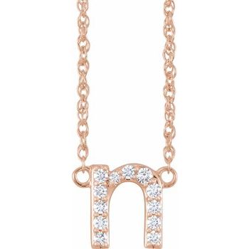 14K 1/10 CTW Natural Diamond Lowercase Initial N 16&quot; Necklace - Balacia