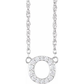 14K 1/10 CTW Natural Diamond Lowercase Initial O 16&quot; Necklace - Balacia