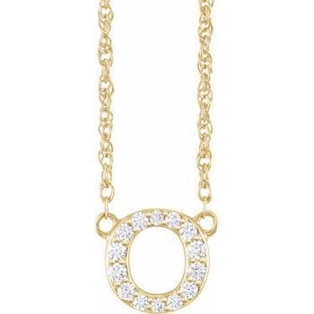 14K 1/10 CTW Natural Diamond Lowercase Initial O 16&quot; Necklace - Balacia