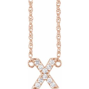 14K 1/10 CTW Natural Diamond Lowercase Initial X 16&quot; Necklace - Balacia