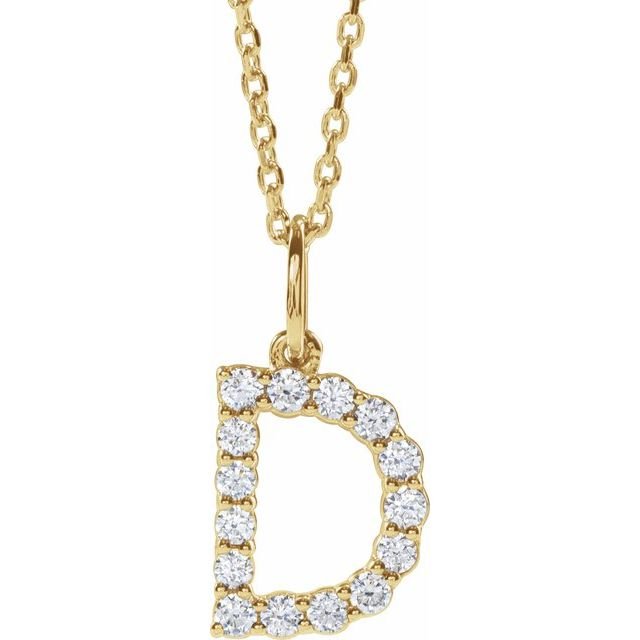 14K 1/4 CTW Lab - Grown Diamond Initial D 16 - 18&quot; Necklace - Balacia