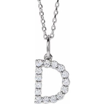 14K 1/4 CTW Lab - Grown Diamond Initial D 16 - 18" Necklace - Balacia