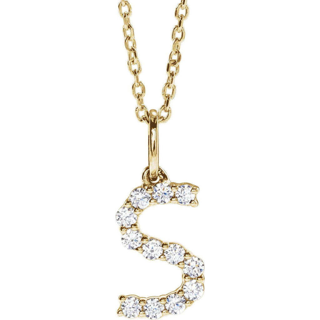 14K 1/5 CTW Lab - Grown Diamond Initial S 16 - 18" Necklace - Balacia