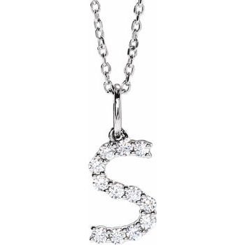 14K 1/5 CTW Lab - Grown Diamond Initial S 16 - 18&quot; Necklace - Balacia