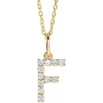 14K 1/6 CTW Lab - Grown Diamond Initial F 16 - 18&quot; Necklace - Balacia