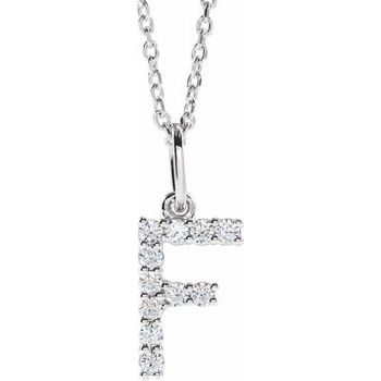 14K 1/6 CTW Lab - Grown Diamond Initial F 16 - 18&quot; Necklace - Balacia