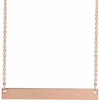 14K 34x4 mm Engravable Bar 16&quot; Necklace - Balacia