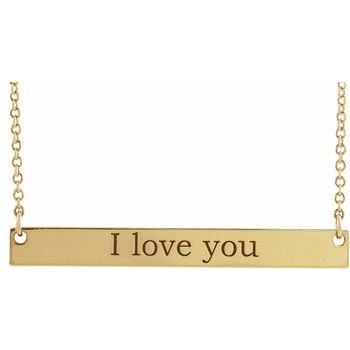 14K 34x4 mm Engravable Bar 16&quot; Necklace - Balacia