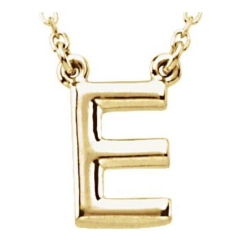 14K Block Initial E 16" Necklace - Balacia