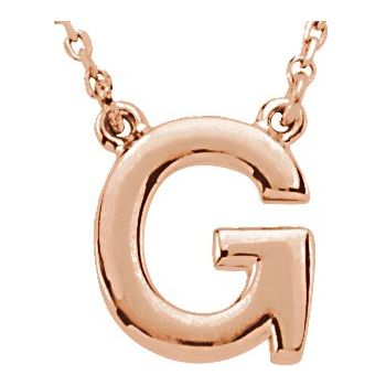 14K Block Initial G 16" Necklace - Balacia