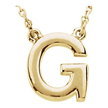 14K Block Initial G 16&quot; Necklace - Balacia