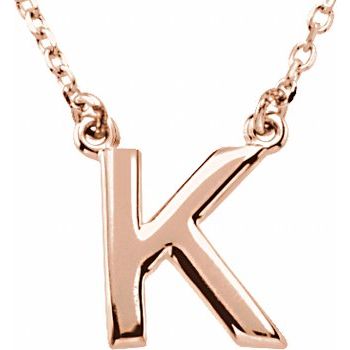 14K Block Initial K 16&quot; Necklace - Balacia