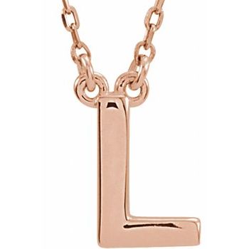 14K Block Initial L 16&quot; Necklace - Balacia