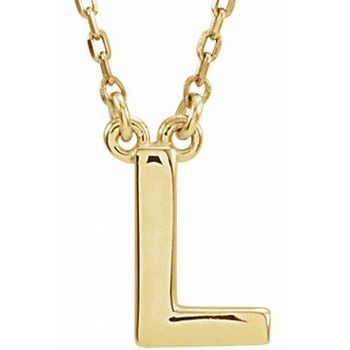 14K Block Initial L 16&quot; Necklace - Balacia