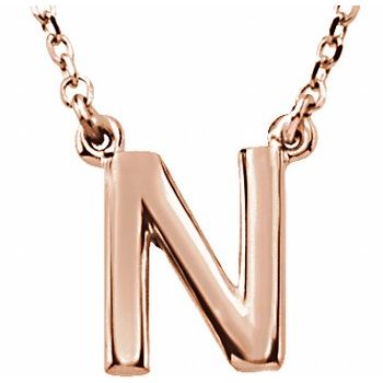 14K Block Initial N 16&quot; Necklace - Balacia