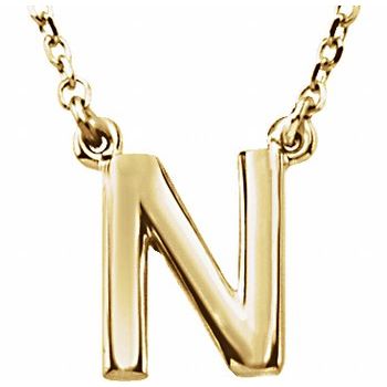 14K Block Initial N 16&quot; Necklace - Balacia