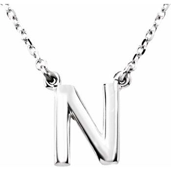 14K Block Initial N 16&quot; Necklace - Balacia