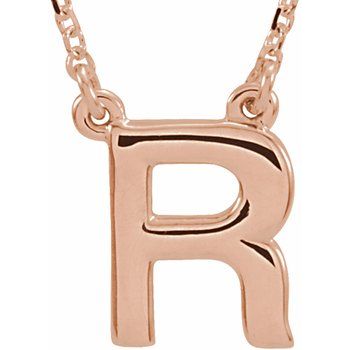 14K Block Initial R 16&quot; Necklace - Balacia