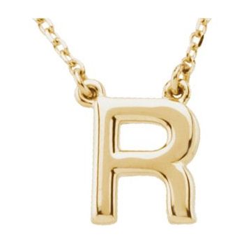 14K Block Initial R 16&quot; Necklace - Balacia