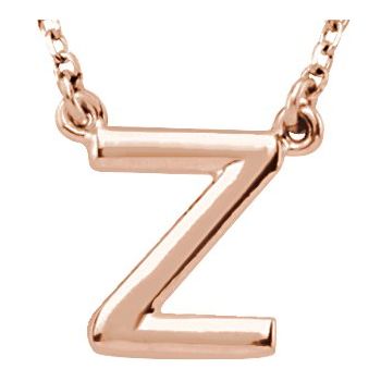 14K Block Initial Z 16&quot; Necklace - Balacia