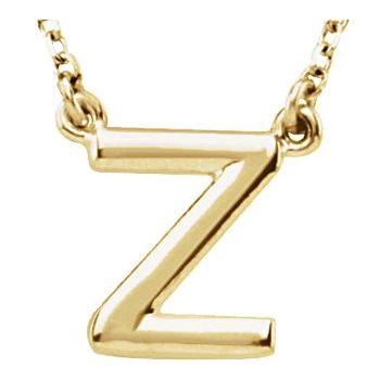 14K Block Initial Z 16&quot; Necklace - Balacia