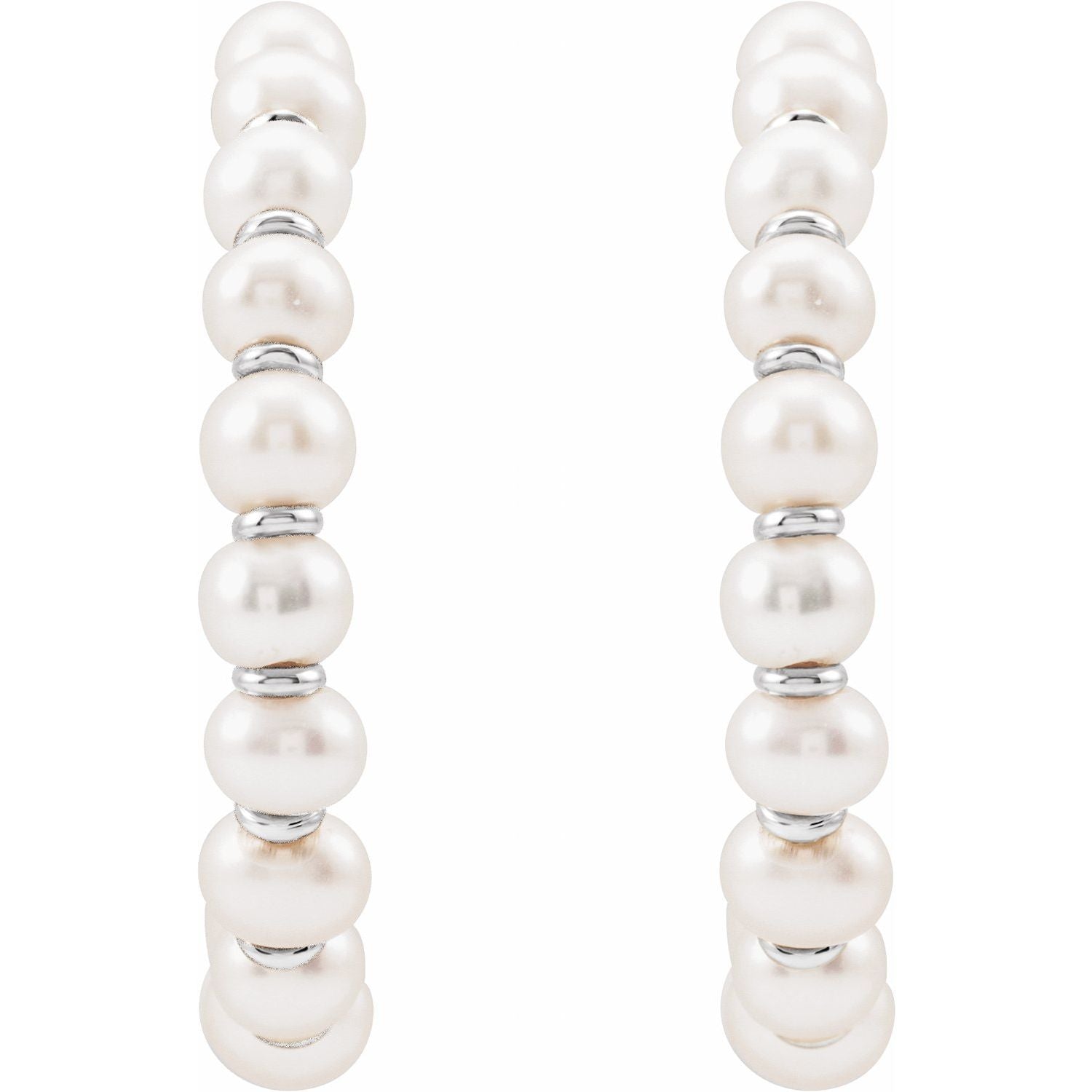 14K Cultured White Freshwater Pearl 30.3 mm Hoop Earrings - Balacia