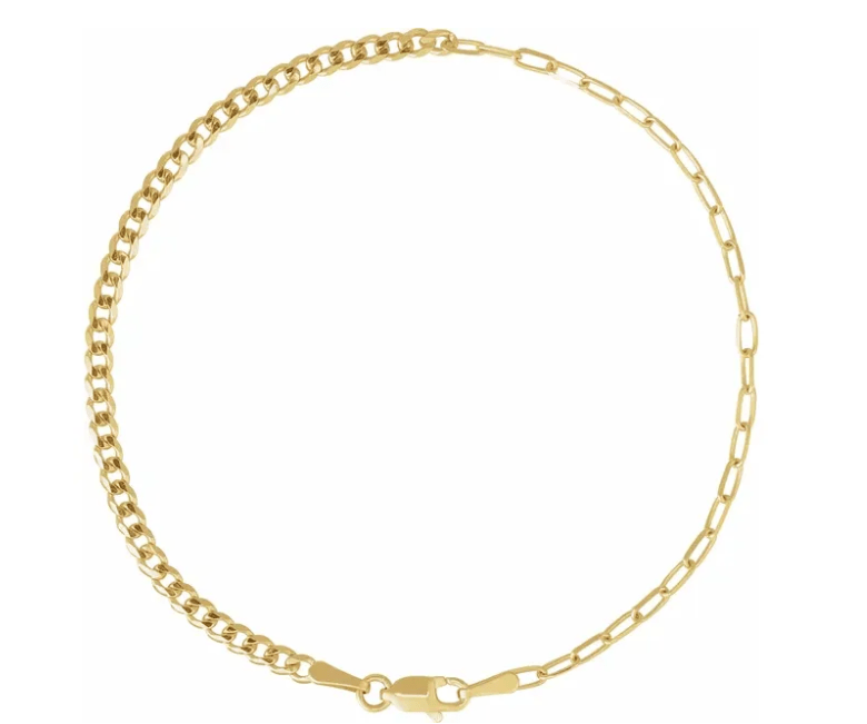 14k Curb Link Paperclip Chain 50/50 Bracelet or Anklet - Balacia