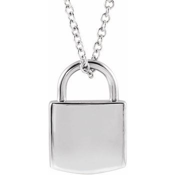 14K Engravable Lock 16 - 18&quot; Necklace - Balacia