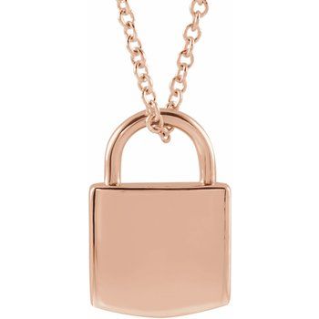 14K Engravable Lock 16 - 18&quot; Necklace - Balacia