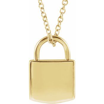 14K Engravable Lock 16 - 18&quot; Necklace - Balacia