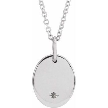 14K Engravable Oval Starburst 16 - 18" Necklace - Balacia