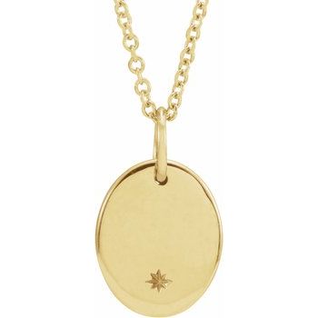 14K Engravable Oval Starburst 16 - 18" Necklace - Balacia